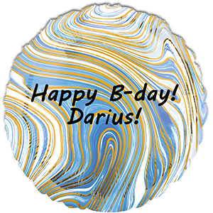 Balon rotund - marmorat albastru - 45 cm - text personalizat