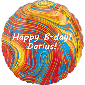 Balon rotund - marmorat multicolor - 45 cm - text personalizat