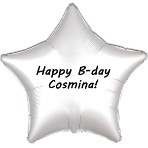 Balon stea - silk white - 43 cm - text personalizat