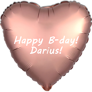 Balon inima - rose copper satin - 43 cm - text personalizat