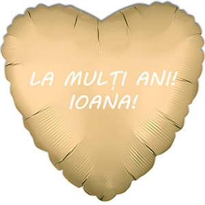 Balon inima - auriu satin - 45 cm - text personalizat