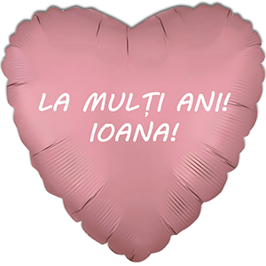 Balon inima - roz-gold satin - 45 cm - text personalizat