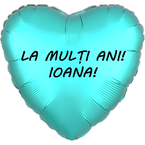 Balon inima - aqua satin - 45 cm - text personalizat