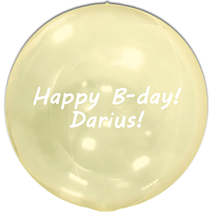 Sfera 4D Galben Transparent - 38 cm - text personalizat