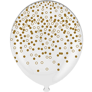 Baloane Latex Confetti Rotund Auriu - 30 cm